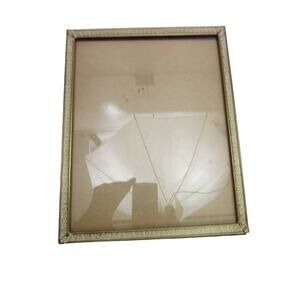 Vintage Gold Tone Picture Frame Standing Desk Frame Flower Edge 10" x 8"